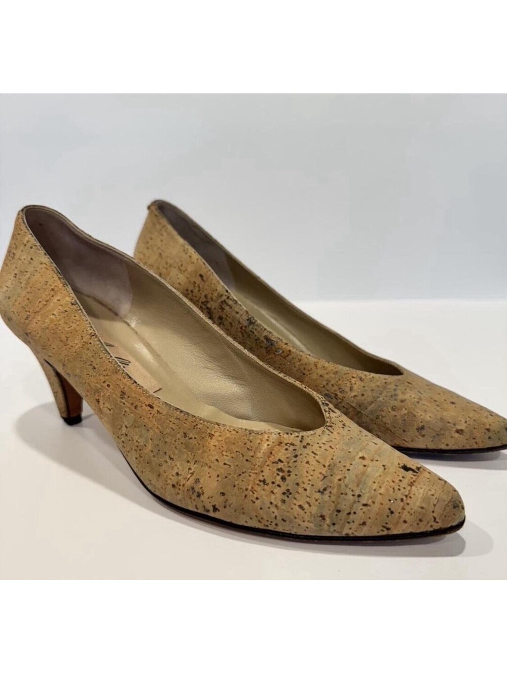 Vintage Amalfi by Rangoni Made in Italy Cork Genuine Leather Pumps Size 7.5